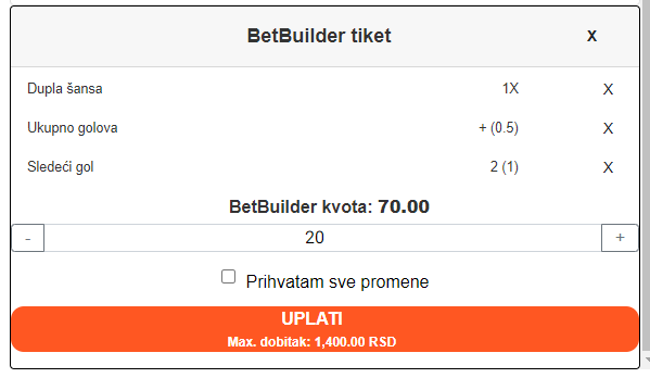 betbuilder opcija maxbet kladionica