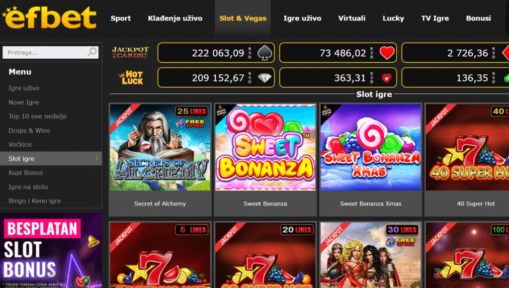 efbet kazino ponuda slot igara